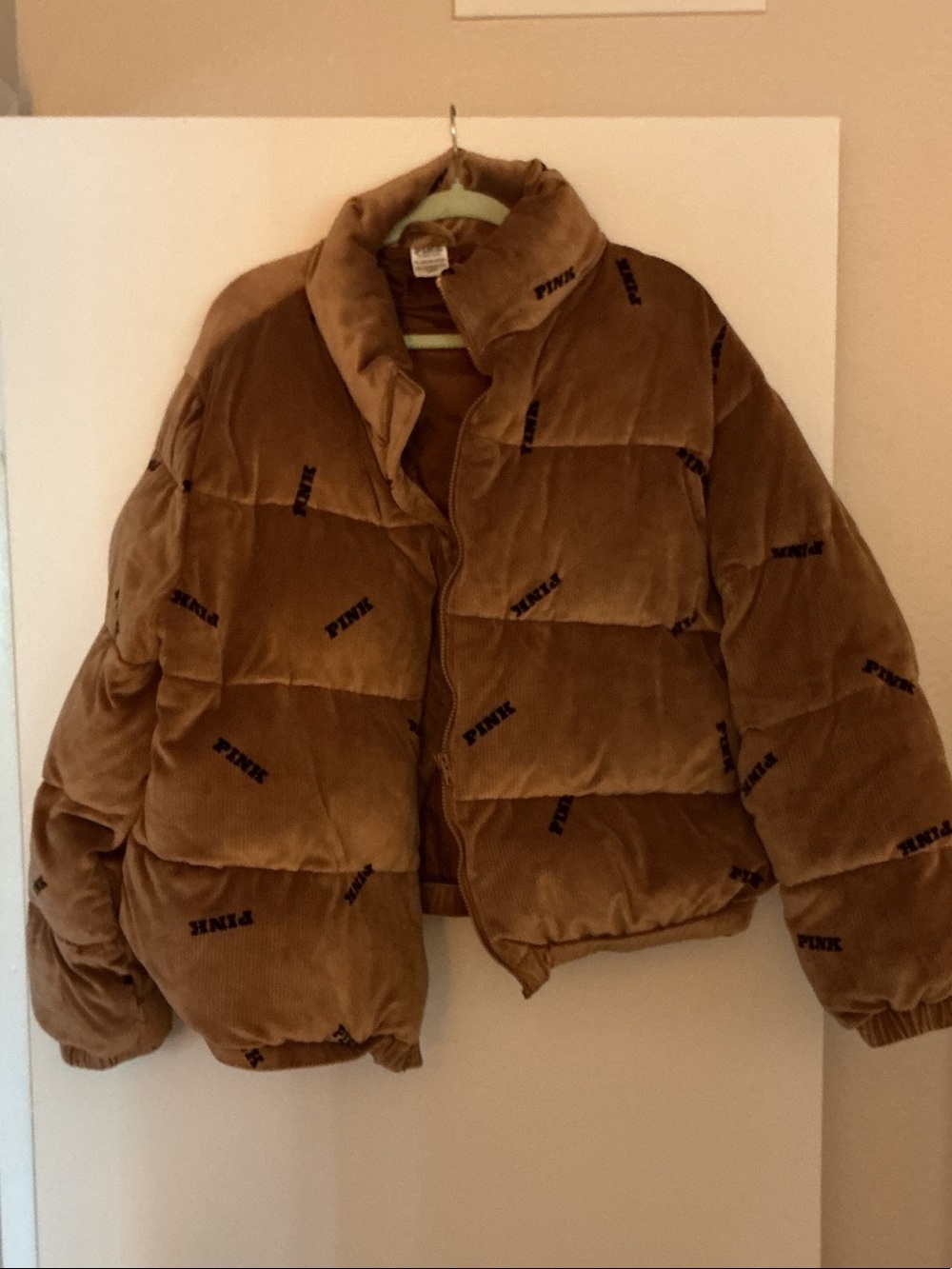 PINK Victoria's Secret Brown Corduroy Puffer Jacket